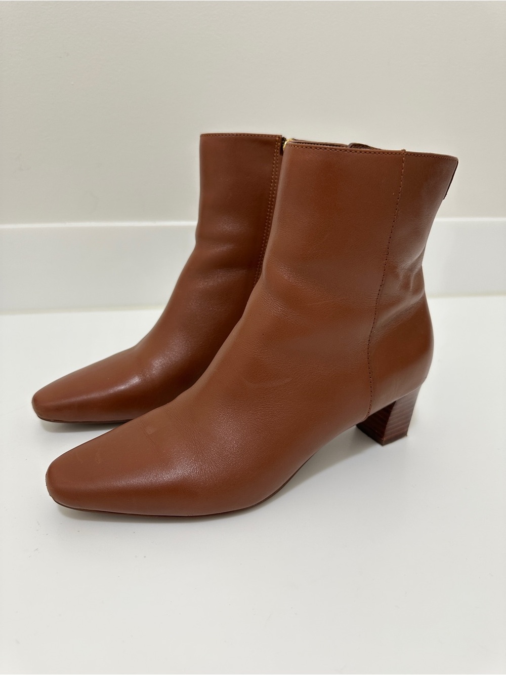 Lauren Ralph Lauren Cognac Leather Ankle Booties Size 6.5